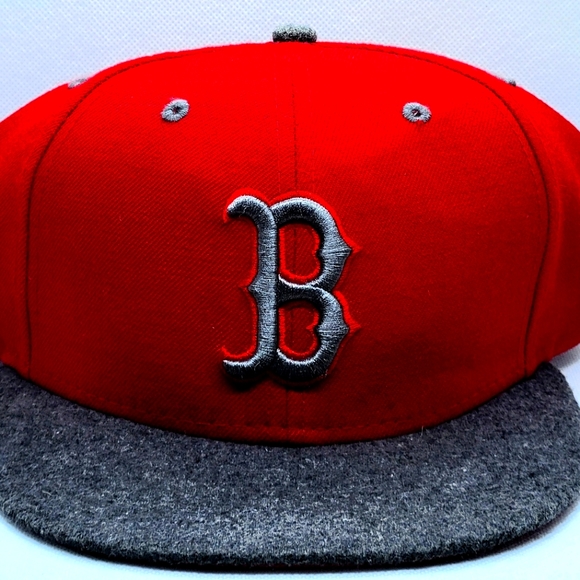 **RARE** BOSTON RED SOX New Era 59Fifty Fitted 7 1/4 RED/GREY 100% Wool Crown - Picture 2 of 11